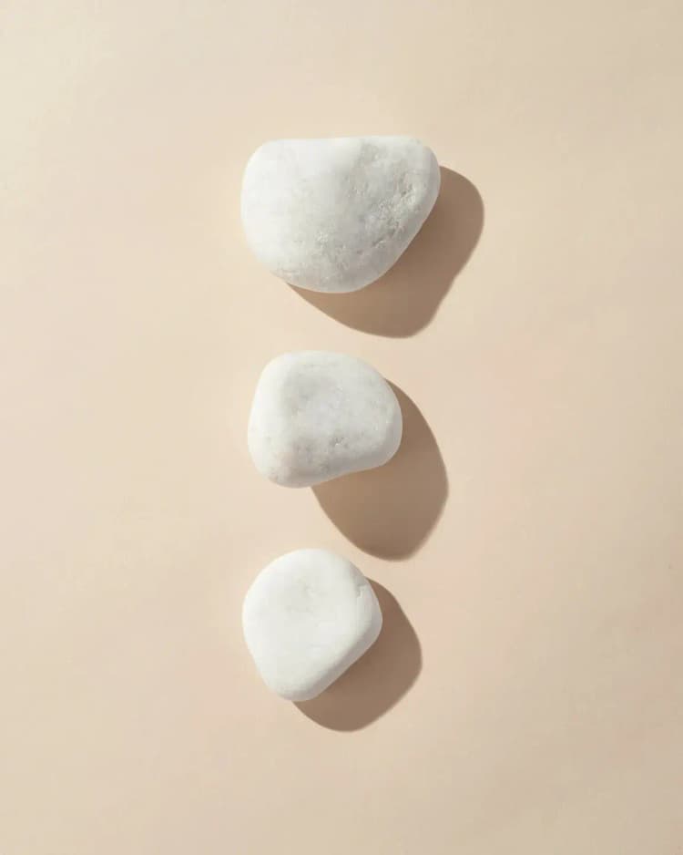 Rocks that represent the first three steps of a twelve step program.